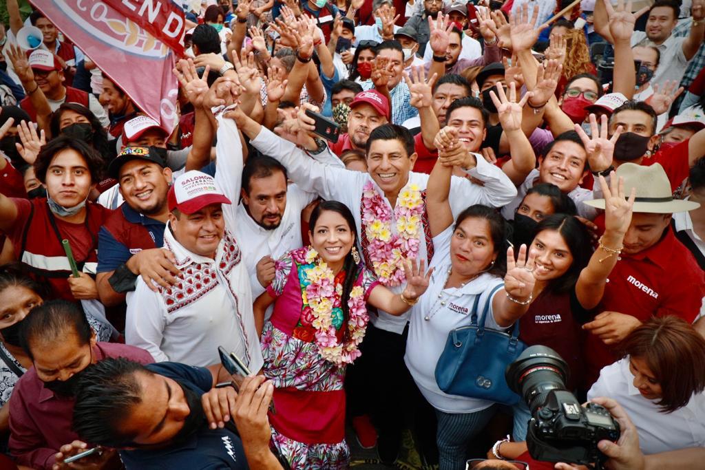 Culmina Salomón Jara gira con nutrido contingente en Xoxocotlán, ofrece atender inseguridad, corrupción y pobreza