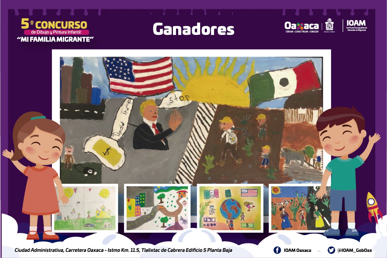 Da a conocer IOAM a ganadores del Quinto Concurso de Dibujo y Pintura Infantil: Mi Familia Migrante