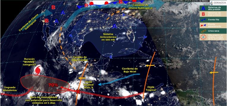 Onda Tropical 9 ocasionará tormentas eléctricas y ambiente caluroso en el estado
