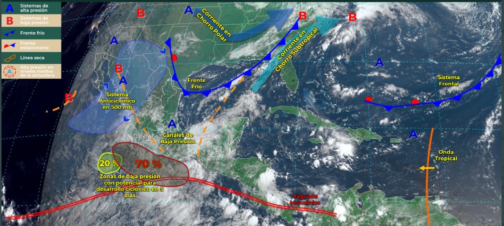 Baja presión favorecerán tormentas para Oaxaca