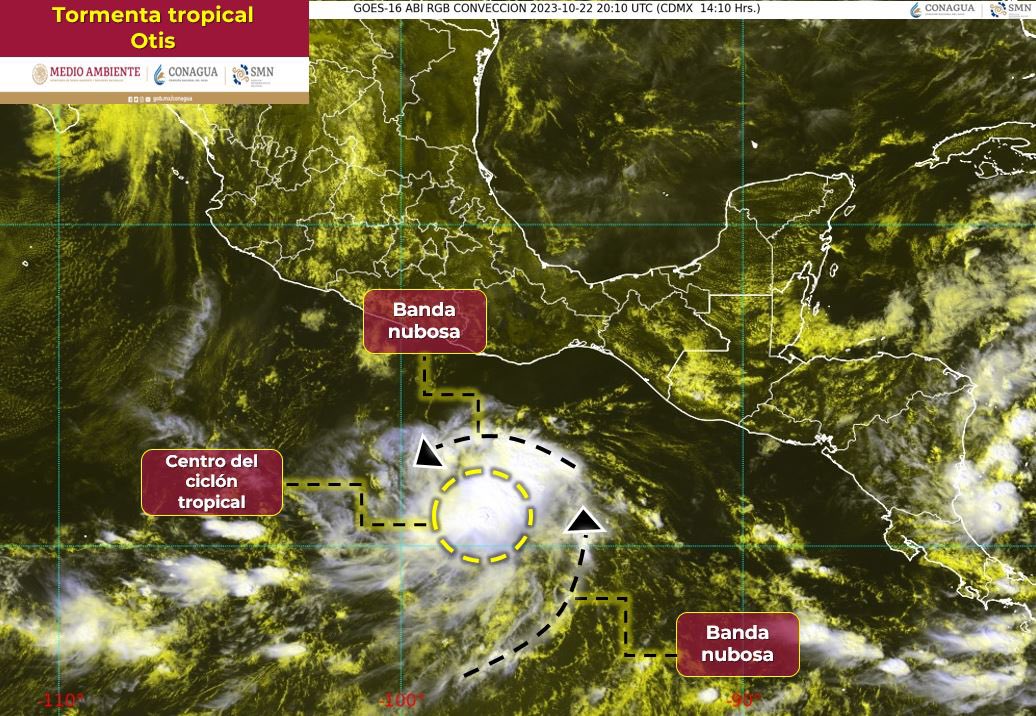 Se forma Tormenta Tropical ‘Otis’, frente a las Costas de Oaxaca