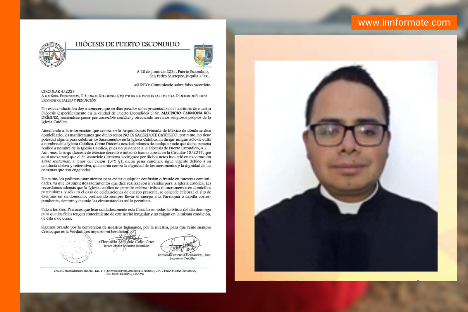 Alerta Diócesis de Puerto Escondido por falso sacerdote en la Costa de Oaxaca