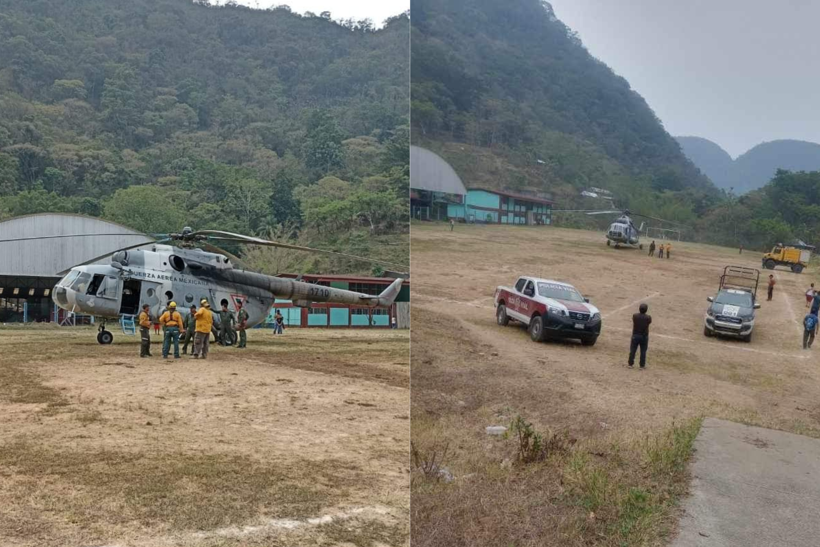 Llega helicóptero de la Sedena a San José Tenango